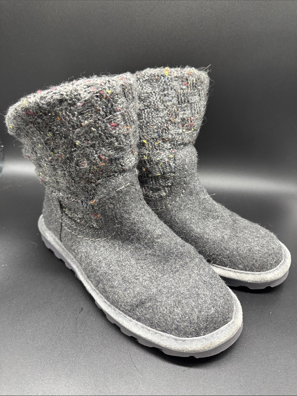 BearPaw Women's Gray Knit Winter Boots Sz 7